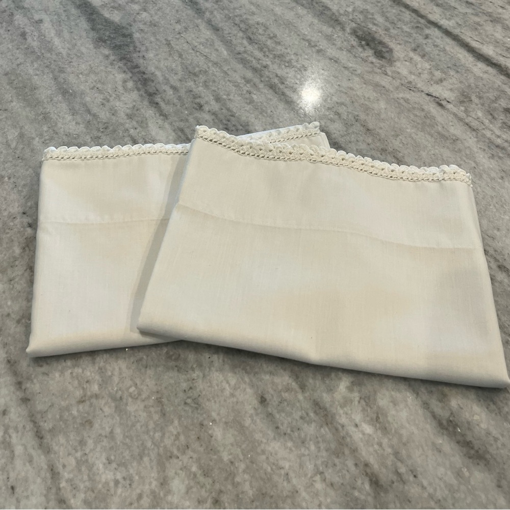 Vintage Elegant Cream Pillowcases with Lace Trim